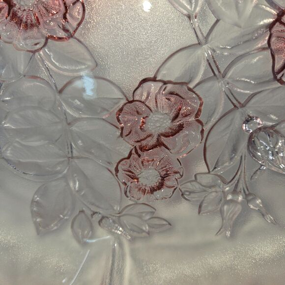 MIKASA Rosella Round Serving Platter 12" Walther Crystal Pink Rose Ruffled - Picture 3 of 14